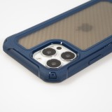 iPhone 13 Pro Case Hülle - Military Elite kompakt Cover mit semi-transparentem Carbon Rücken - Dunkelblau