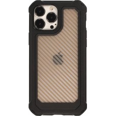 iPhone 13 Pro Case Hülle - Military Elite kompakt Cover mit semi-transparentem Carbon Rücken - Schwarz