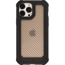 iPhone 13 Pro Max Case Hülle - Military Elite kompakt Cover mit semi-transparentem Carbon Rücken - Schwarz