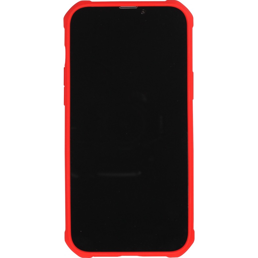 Coque iPhone 13 Pro Max - Cover Military Élite avec dos en carbone semi-transparent - Rouge