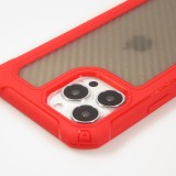 Coque iPhone 13 Pro Max - Cover Military Élite avec dos en carbone semi-transparent - Rouge