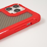 iPhone 13 Pro Case Hülle - Military Elite kompakt Cover mit semi-transparentem Carbon Rücken - Rot