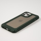 Coque iPhone 13 Pro - Cover Military Élite avec dos en carbone semi-transparent - Vert foncé