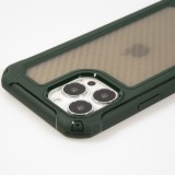 Coque iPhone 13 Pro - Cover Military Élite avec dos en carbone semi-transparent - Vert foncé