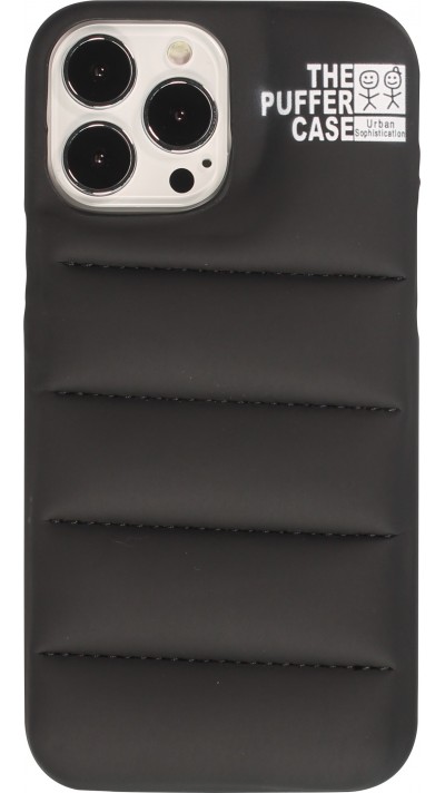 Coque iPhone 13 Pro - Design 3D stylé de doudoune avec couture décorative - Noir