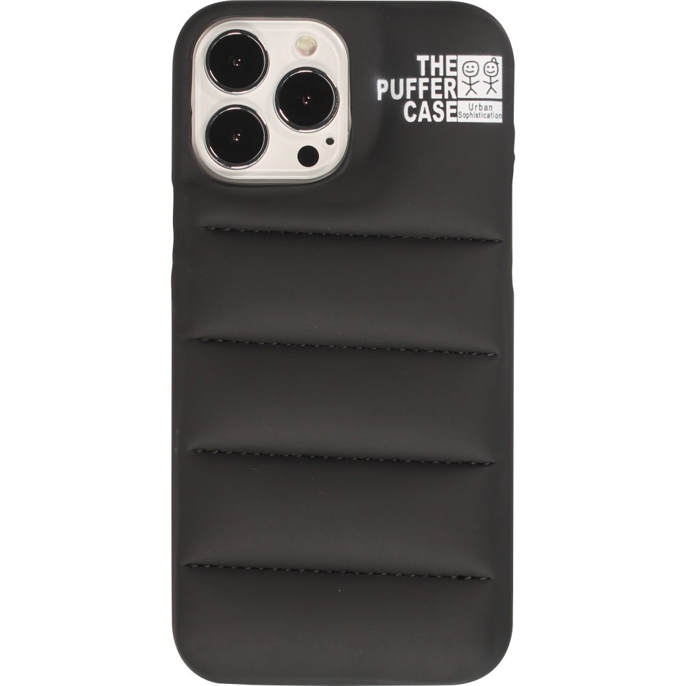 Coque iPhone 13 Pro - Design 3D stylé de doudoune avec couture décorative - Brun