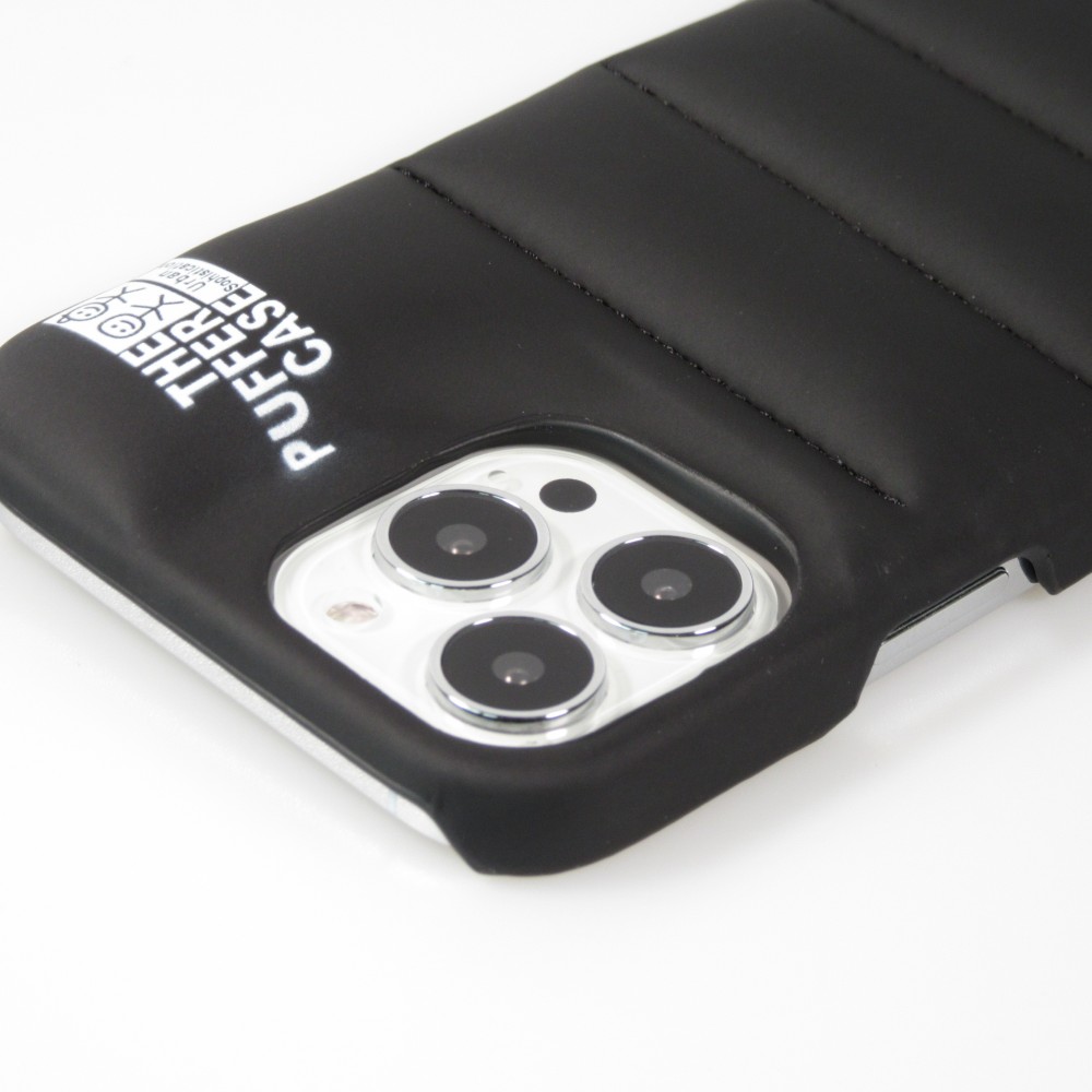 Coque iPhone 13 Pro - Design 3D stylé de doudoune avec couture décorative - Brun