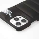 Coque iPhone 13 Pro - Design 3D stylé de doudoune avec couture décorative - Brun