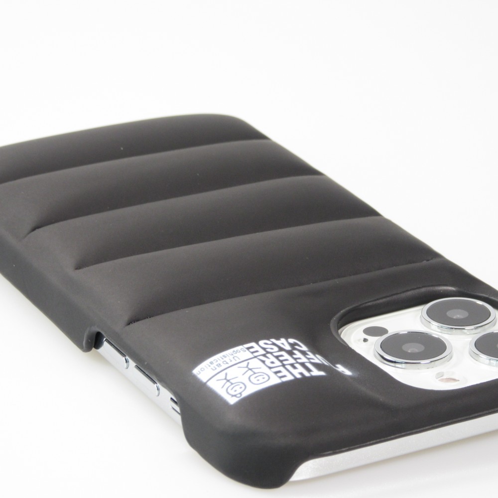Coque iPhone 13 Pro - Design 3D stylé de doudoune avec couture décorative - Brun