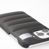 Coque iPhone 13 Pro - Design 3D stylé de doudoune avec couture décorative - Brun