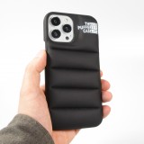Coque iPhone 13 Pro - Design 3D stylé de doudoune avec couture décorative - Brun