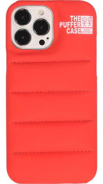 Coque iPhone 13 Pro - Design 3D stylé de doudoune avec couture décorative - Rouge