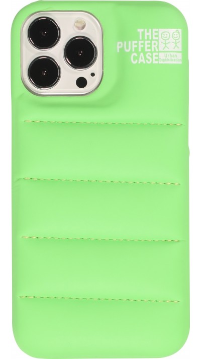 Coque iPhone 13 Pro Max - Design 3D stylé de doudoune avec couture décorative - Vert