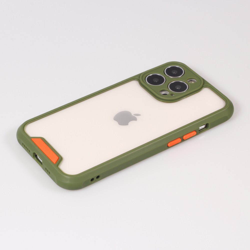 Coque iPhone 13 Pro Max - Dual Tone Bumper Mat Glass - Kaki