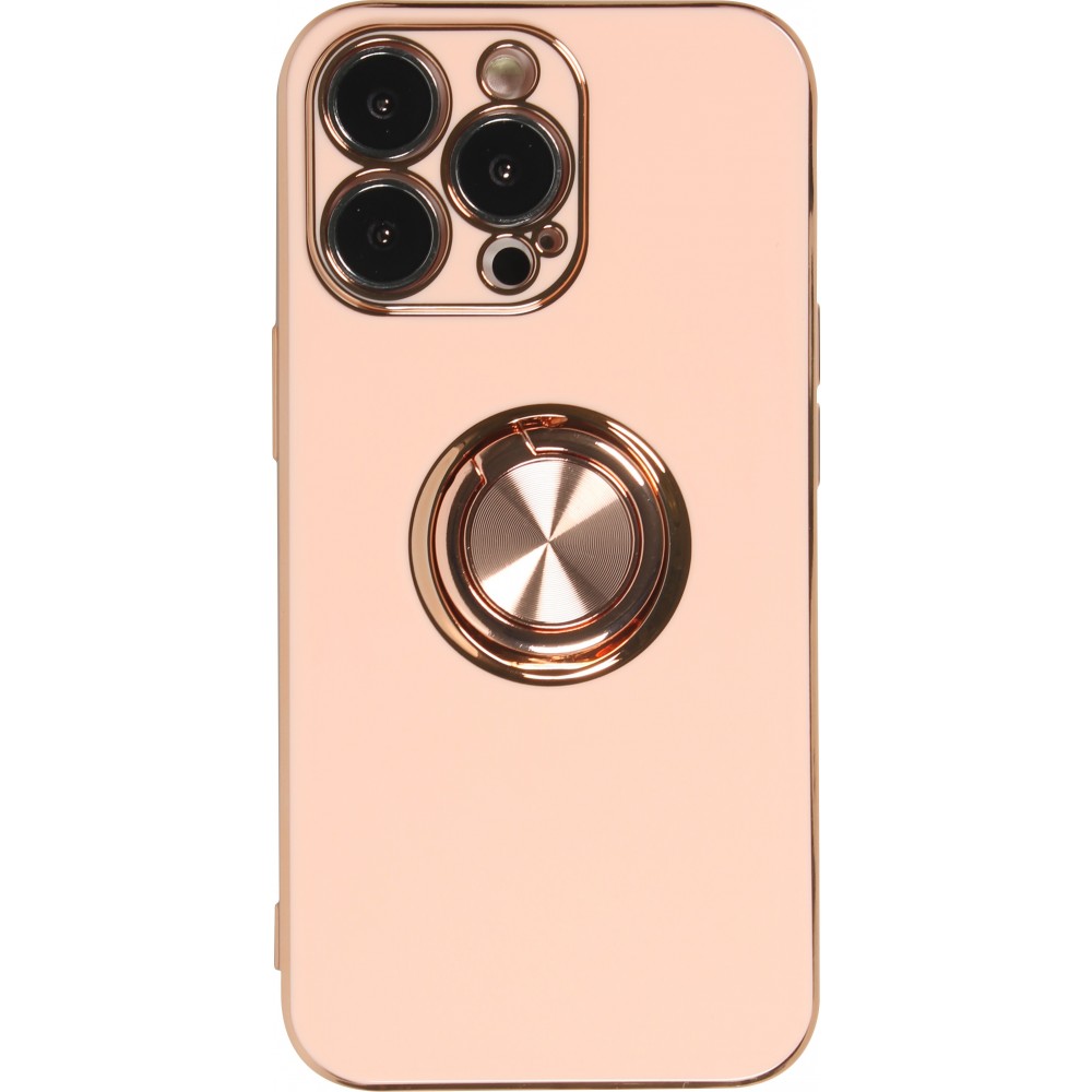 Coque iPhone 13 Pro - Gel Bronze avec anneau - Rose