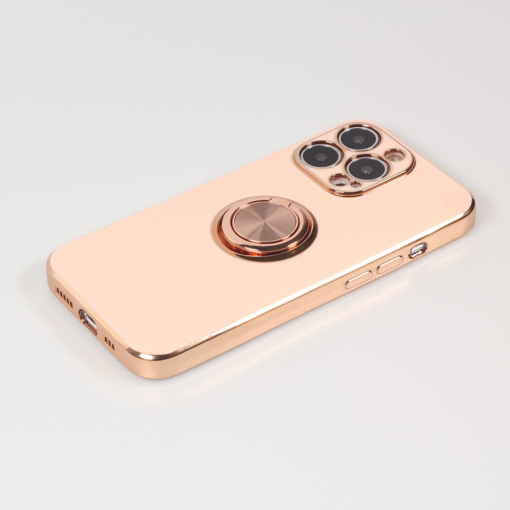 Coque iPhone 13 Pro Max - Gel Bronze avec anneau - Rose