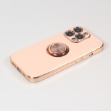 Hülle iPhone 13 Pro Max - Gummi Bronze mit Ring - Rosa