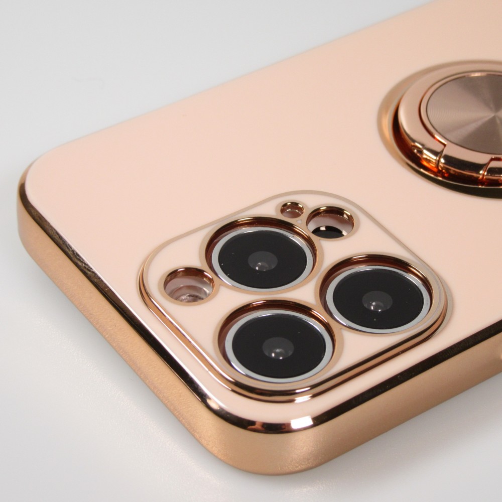 Coque iPhone 13 Pro Max - Gel Bronze avec anneau - Rose