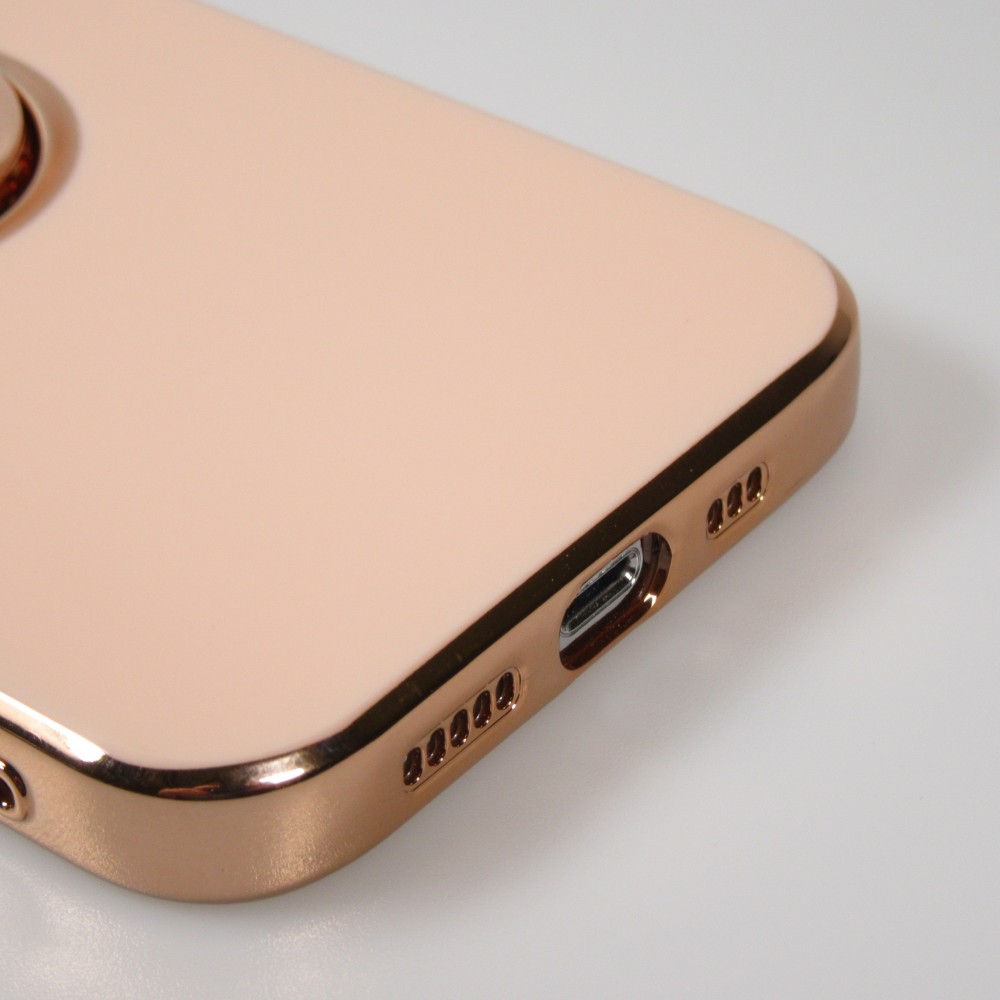 Hülle iPhone 13 Pro Max - Gummi Bronze mit Ring - Rosa