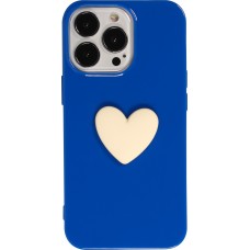 Coque iPhone 13 Pro - Gel Coeur 3D relief - Bleu
