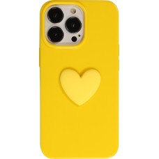 Coque iPhone 13 Pro - Gel Coeur 3D relief - Jaune
