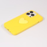 Coque iPhone 13 Pro - Gel Coeur 3D relief - Jaune
