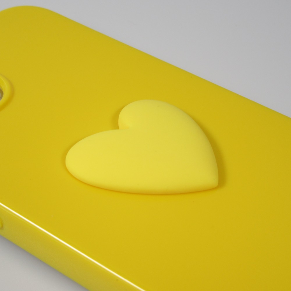 Coque iPhone 13 Pro - Gel Coeur 3D relief - Jaune