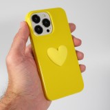 Coque iPhone 13 Pro - Gel Coeur 3D relief - Jaune