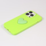 Coque iPhone 13 Pro - Gel Coeur 3D relief - Vert