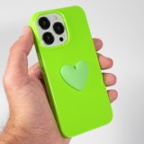 Coque iPhone 13 Pro - Gel Coeur 3D relief - Vert
