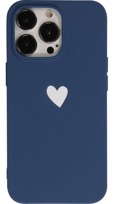 Coque iPhone 13 Pro Max - Gel coeur - Bleu