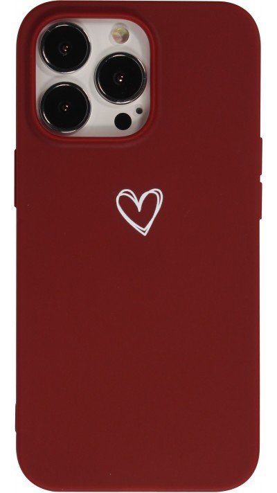Coque iPhone 13 Pro - Gel coeur - Rouge