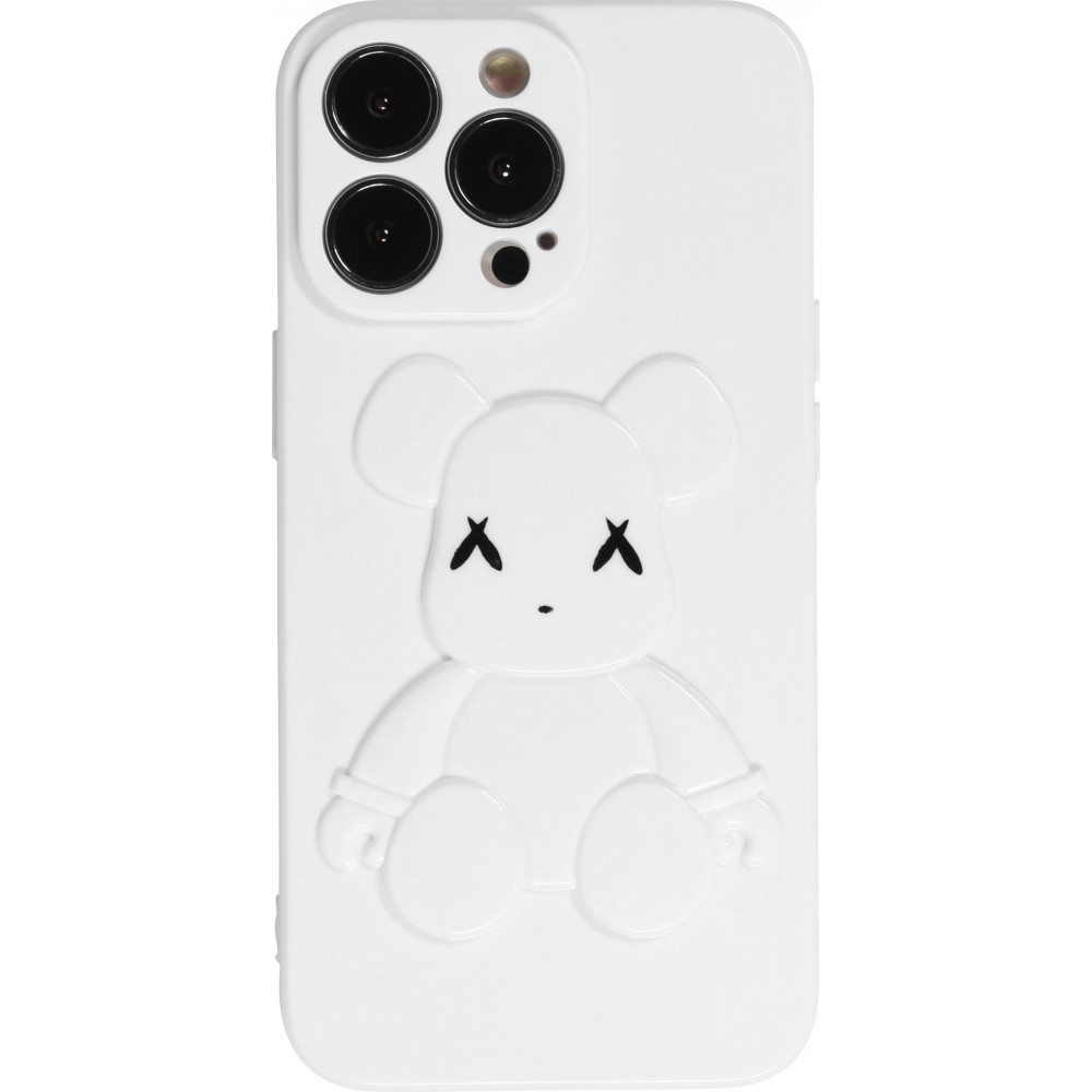iPhone 13 Pro Max Case Hülle - Gummi Dead bear 3D - Weiss