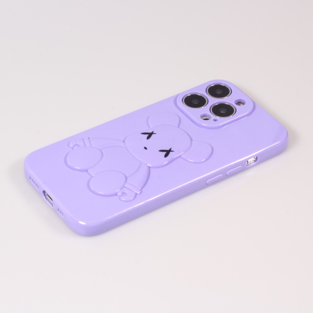 Coque iPhone 13 Pro - Gel Dead bear 3D - Violet
