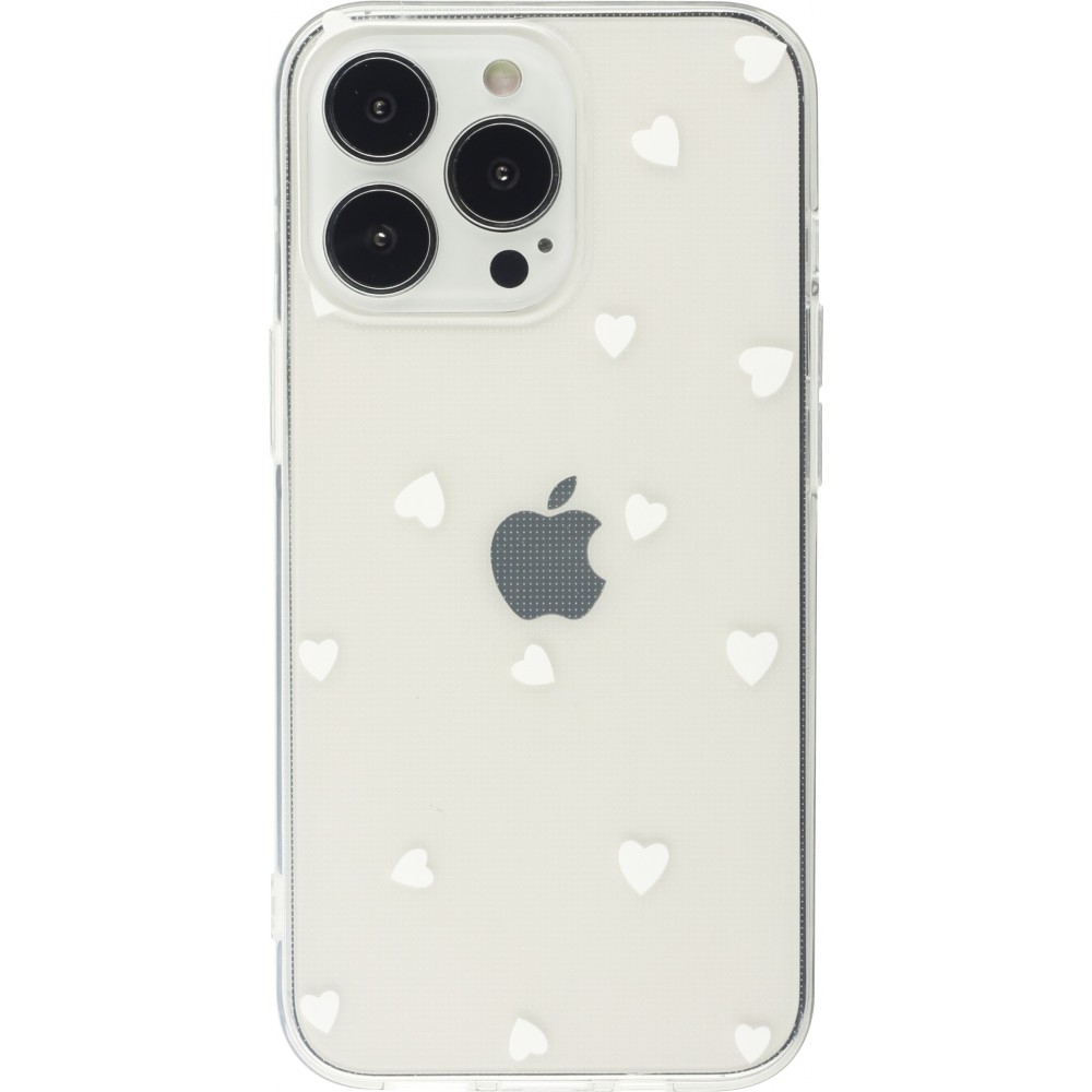 Coque iPhone 13 Pro Max - Gel petit coeur - Blanc