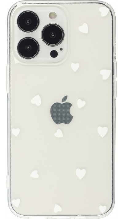 Coque iPhone 13 Pro - Gel petit coeur - Blanc