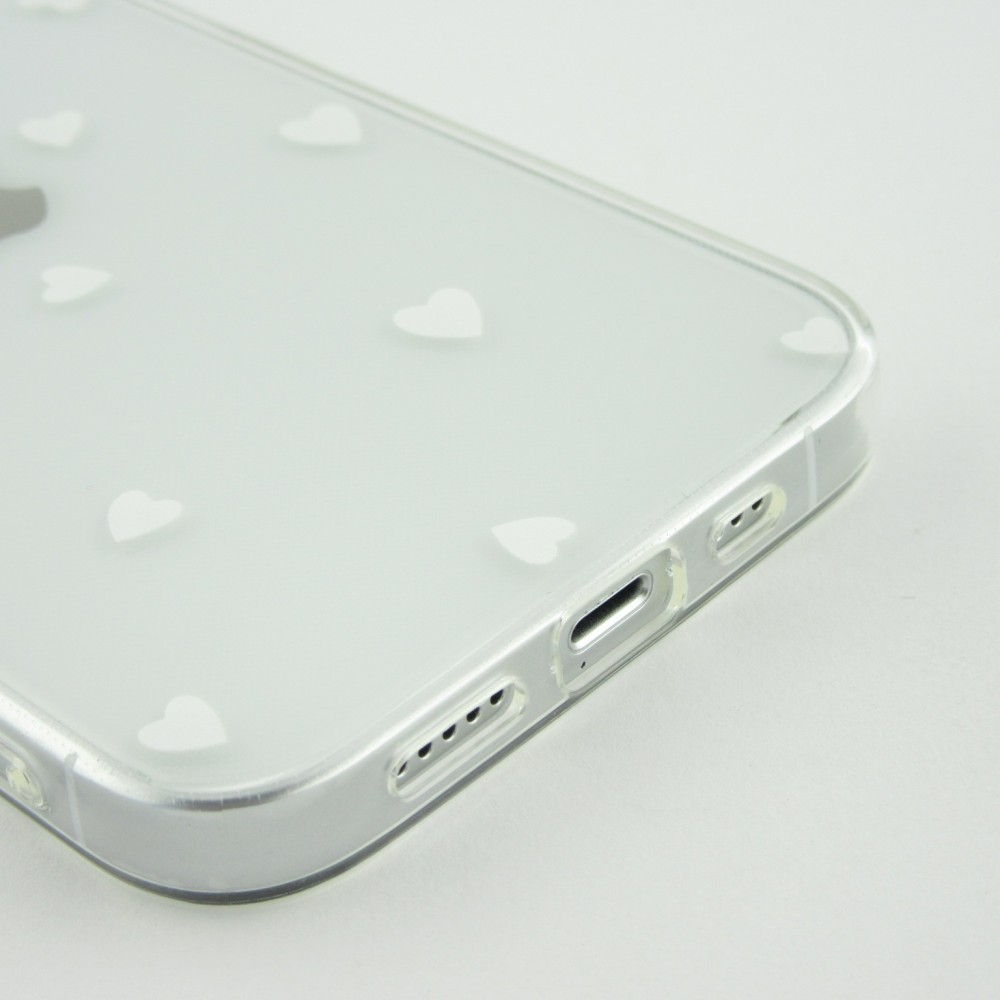 Coque iPhone 13 Pro Max - Gel petit coeur - Blanc