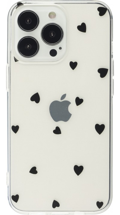 Coque iPhone 13 Pro - Gel petit coeur - Noir