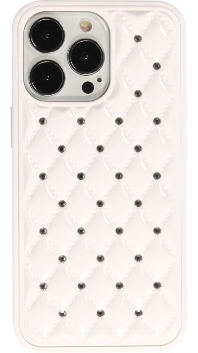 Coque iPhone 13 Pro - Luxury Matelassé diamant - Blanc