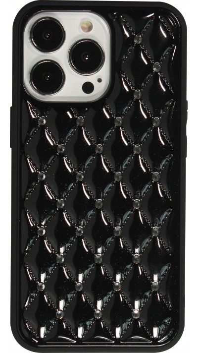 Coque iPhone 13 Pro Max - Luxury Matelassé diamant - Noir
