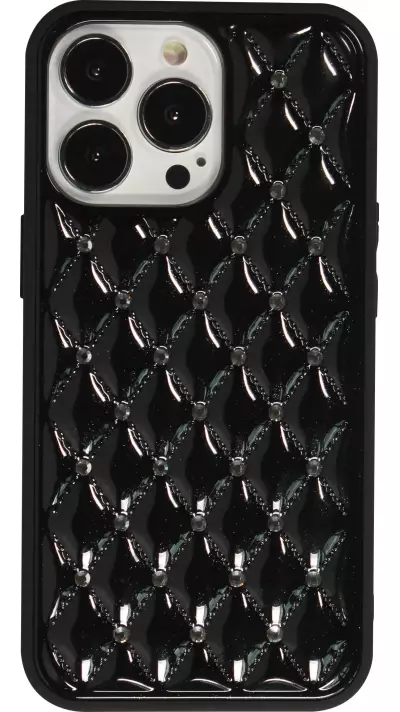 Coque iPhone 13 Pro - Luxury Matelassé diamant - Noir
