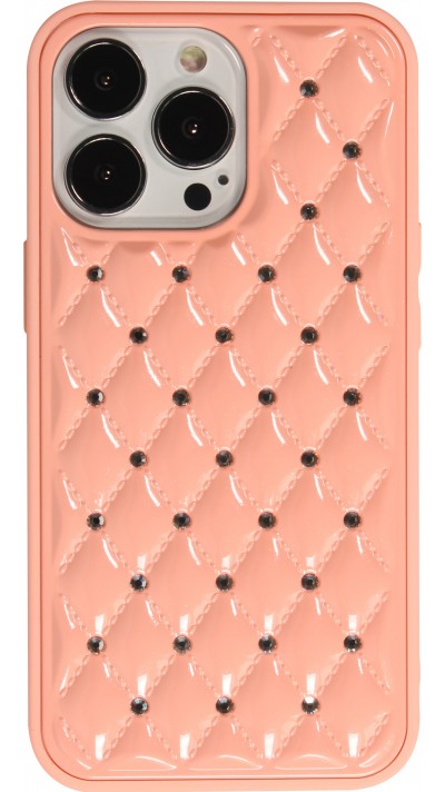 Coque iPhone 13 Pro Max - Luxury Matelassé diamant - Rose