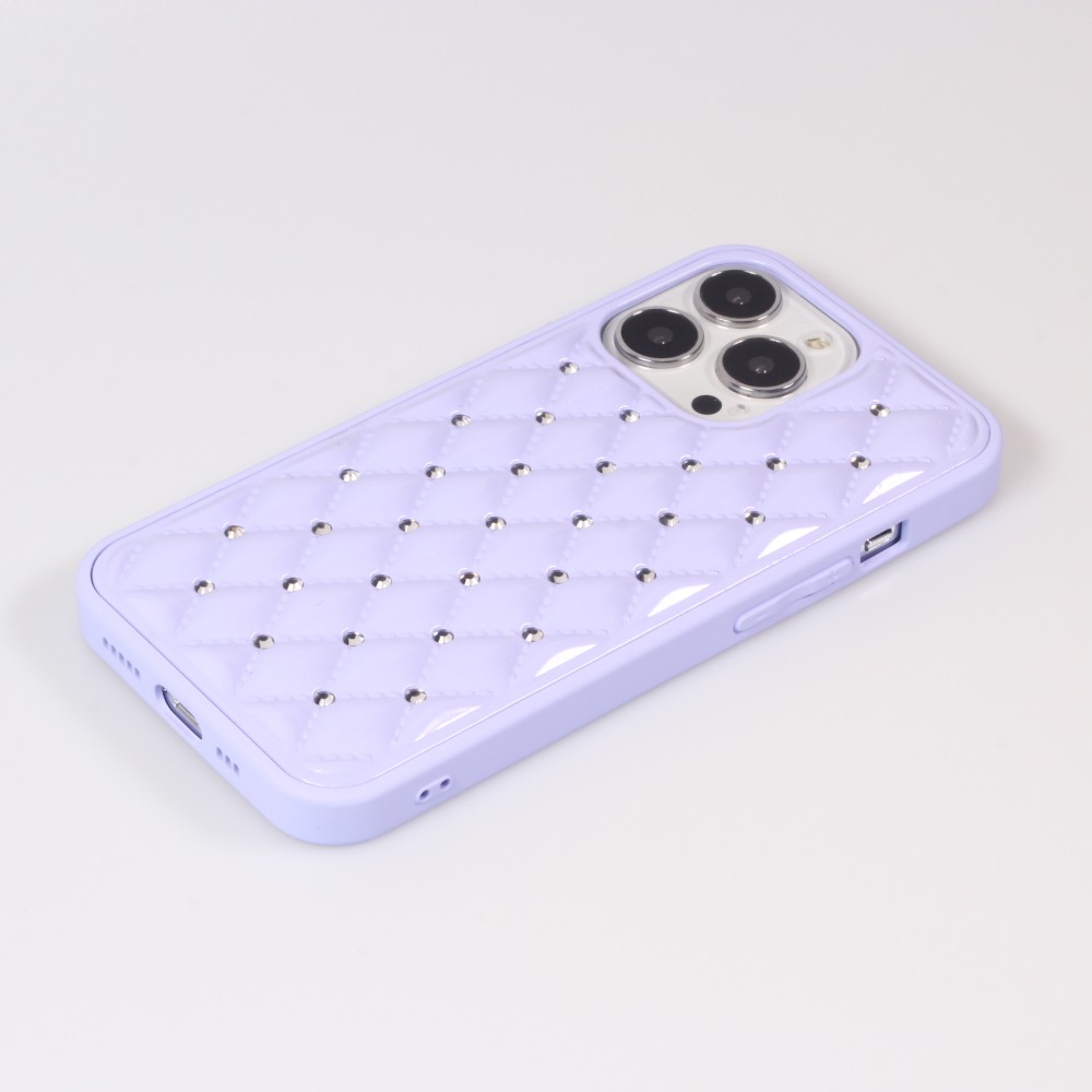 Coque iPhone 13 Pro Max - Luxury Matelassé diamant - Violet