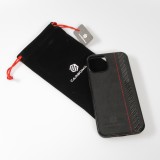 iPhone 13 Pro Max Case Hülle - Carbomile Alcantara und Carbon mit roten Nähten