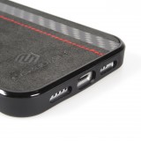 iPhone 13 Pro Max Case Hülle - Carbomile Alcantara und Carbon mit roten Nähten