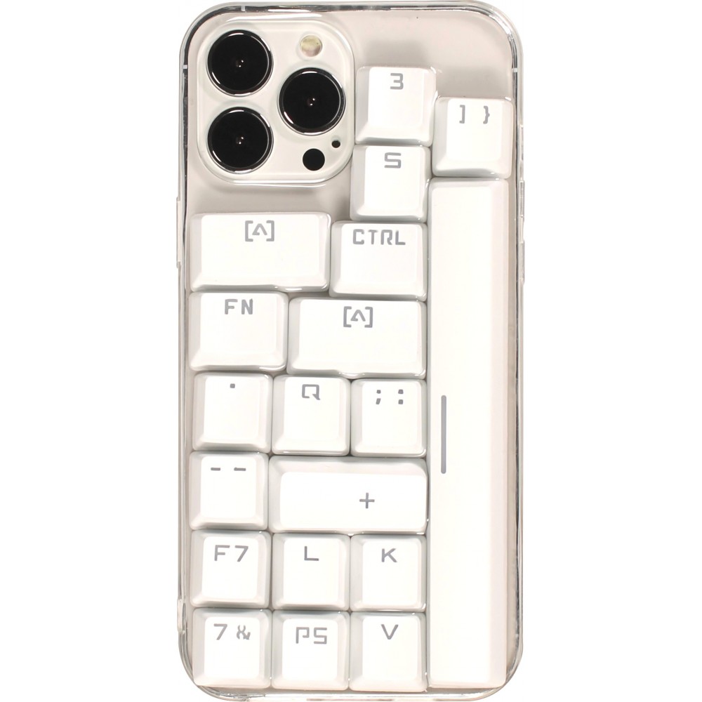 iPhone 13 Pro Max Case Hülle - Retro 3D Computer Tastatur Layout (Zufällige Anordnung) - Transparent