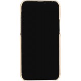 iPhone 13 Pro Max Case Hülle - Echtes Straußenleder mit Halteriemen - Beige