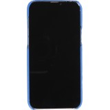 iPhone 13 Pro Max Case Hülle - Echtes Straußenleder mit Halteriemen - Blau