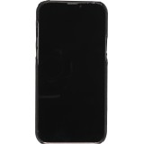 Coque iPhone 13 Pro Max - Cuir d'autruche véritable avec lanière strap de soutien - Noir