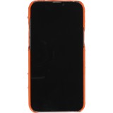 iPhone 13 Pro Max Case Hülle - Echtes Straußenleder mit Halteriemen - Orange